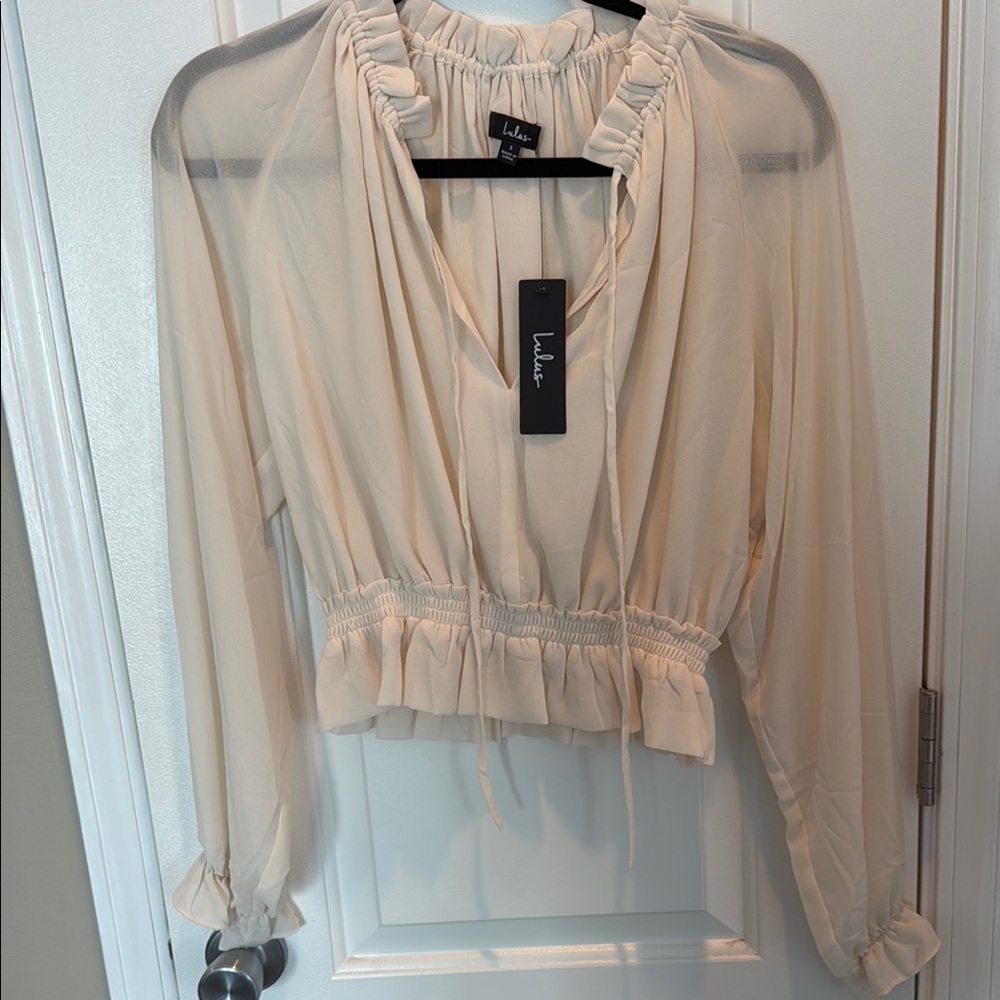 Lulu's Cream Long Sleeve Women's Top